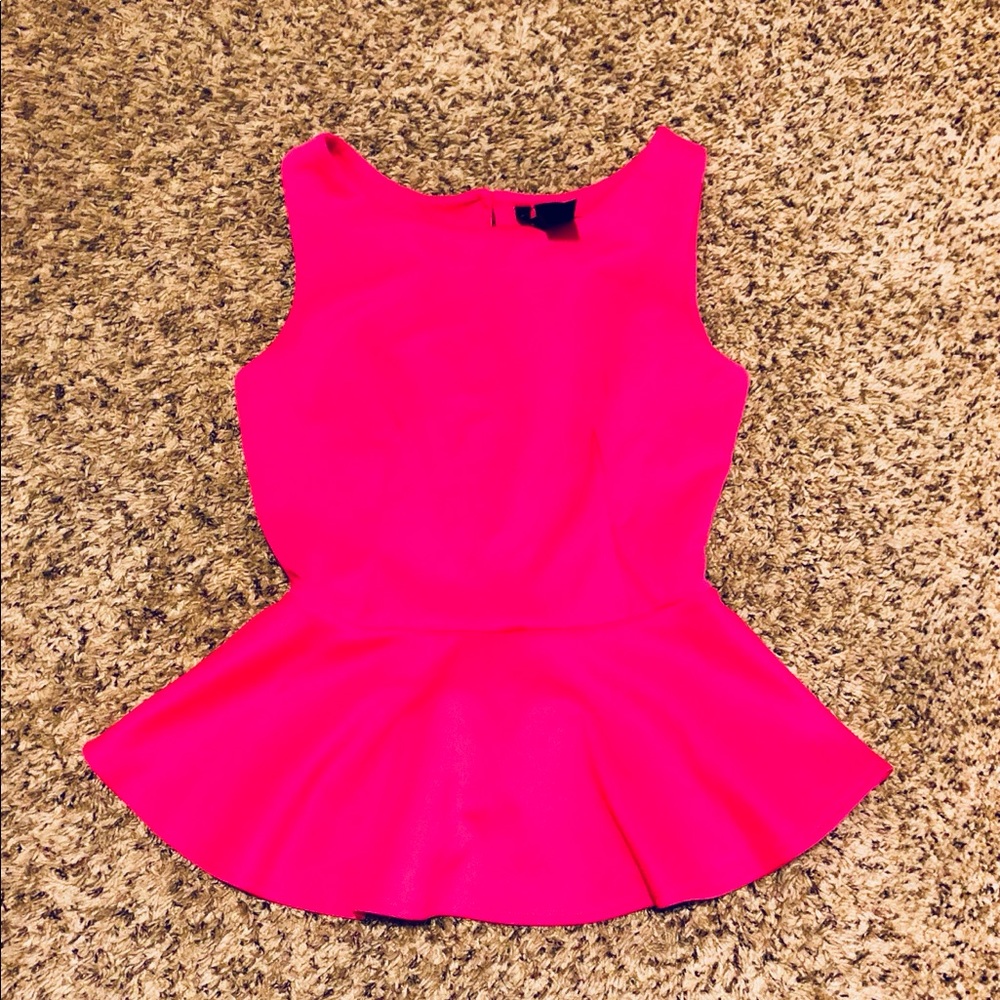 Hot Pink Peplum Blouse